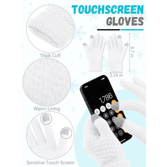 Women Wight Knit Beanie Hat, Gloves, Scarf & Ear Warmer Set - Winter - Picture 3 of 6